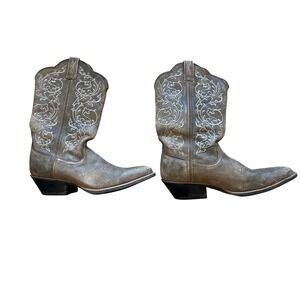 Twisted X Womens WWT0025 Distressed Brown Leather Floral Western Boots Size 10 B